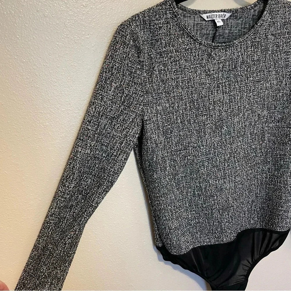 Walter Baker Skylar Tweed Long Sleeve Bodysuit Size XL Snap Closure - Picture 2 of 8